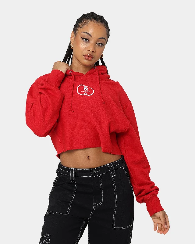 Crooks & Castles Women's CC Logo Oversized Crop Hoodie Red