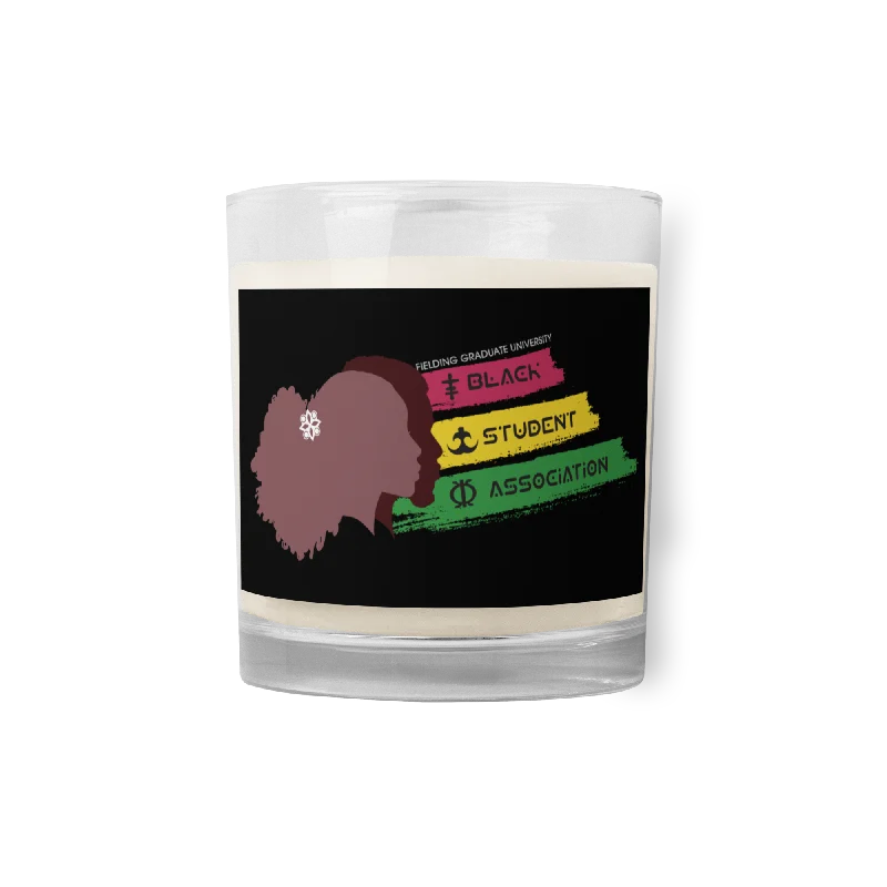 Glass Jar Soy Wax Candle - Black | Black Student Association Logo