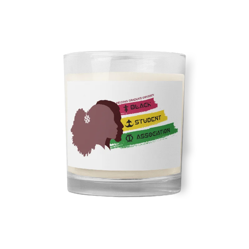 Glass Jar Soy Wax Candle - White | Black Student Association Logo