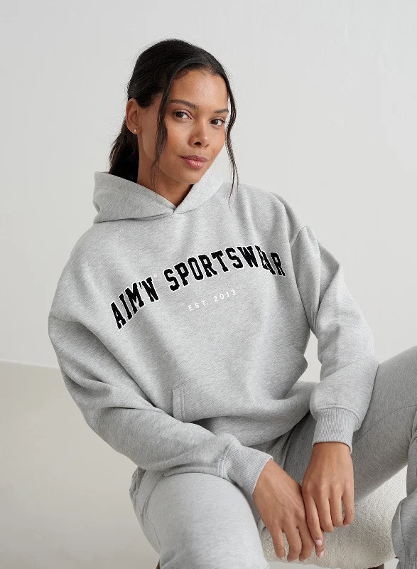 Grey Melange Varsity Sweat Hood