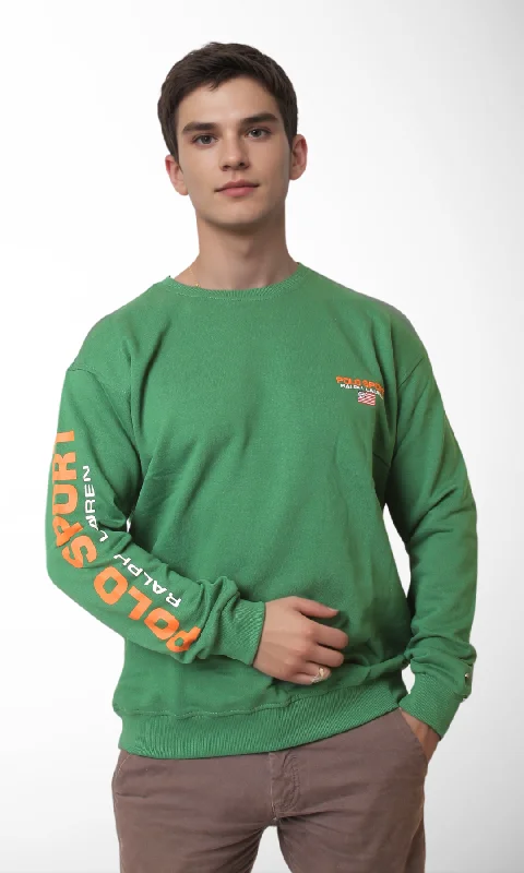 Men Round Sweater-Side Logo (Green)