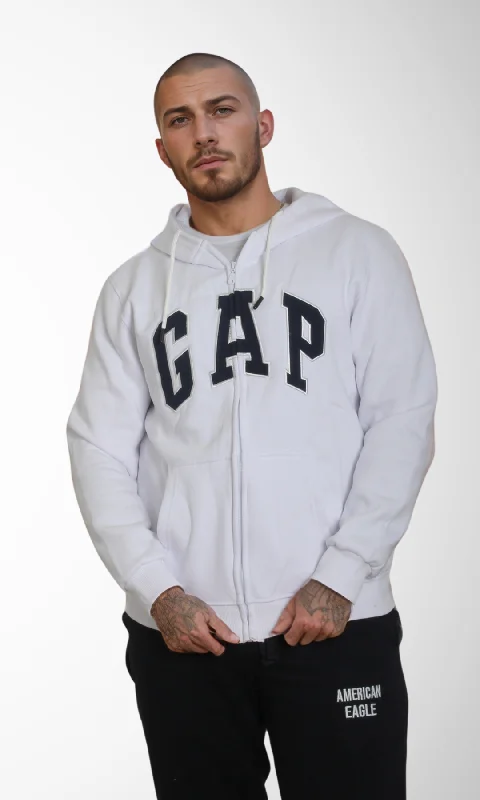 Men Zip-Up Hoodie (White)