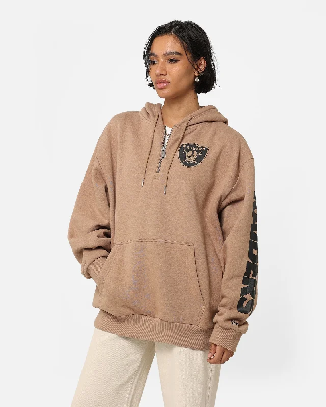 New Era Las Vegas Raiders Quarter Zip Sleeve Script Hoodie Khaki/Black