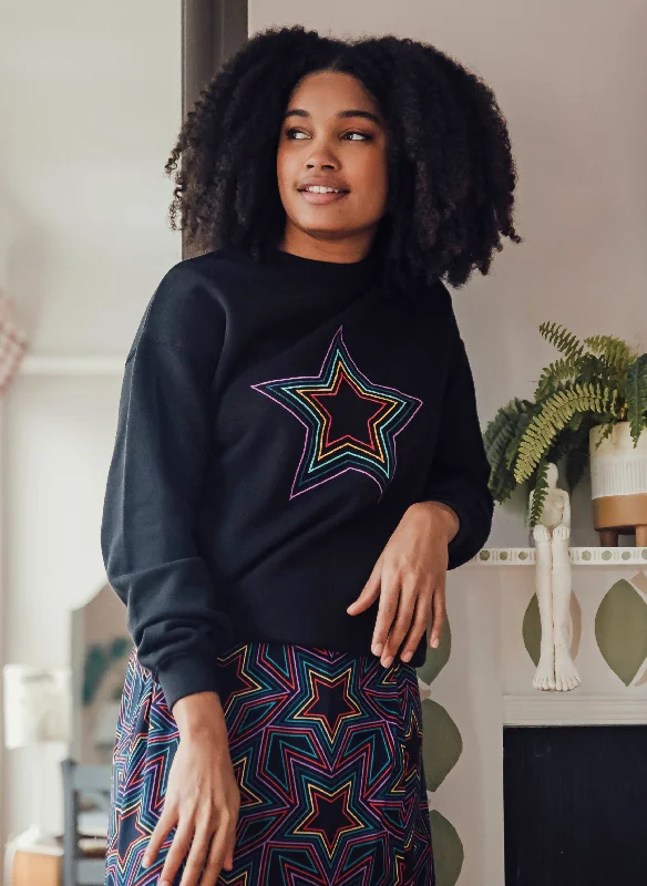 Noah Sweatshirt - Black, Rainbow Star