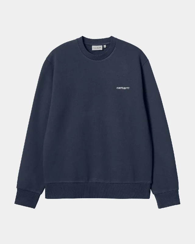 Script Embroidery Sweatshirt | Air Force Blue / White