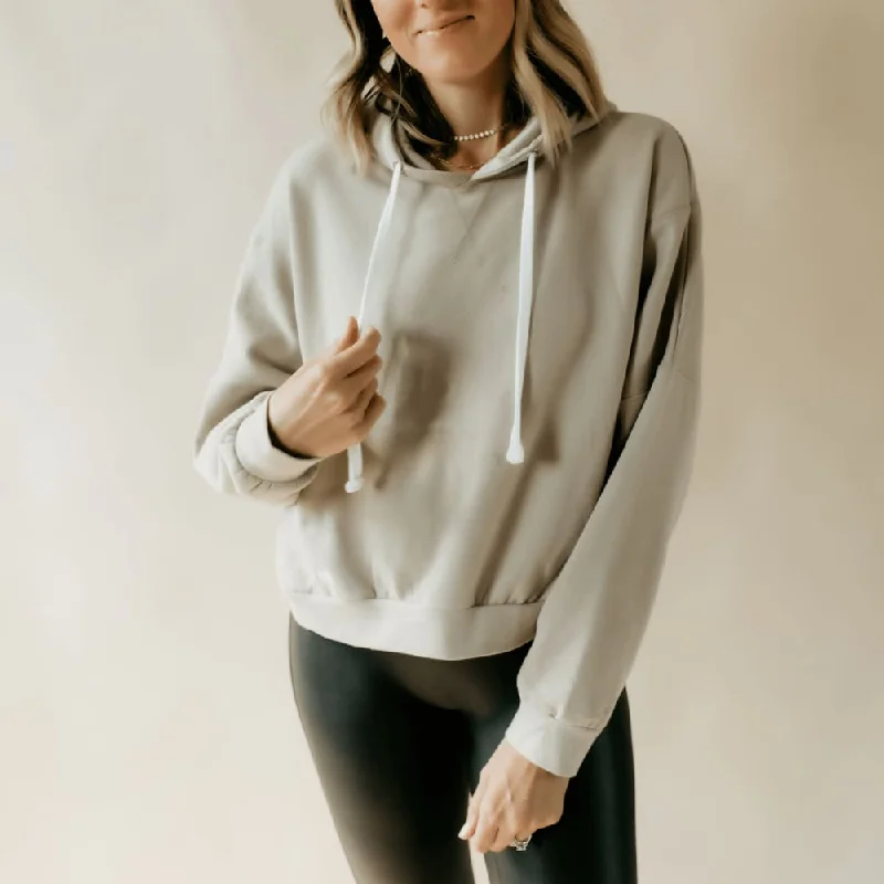 Sueded Crop Hooded Sweatshirt