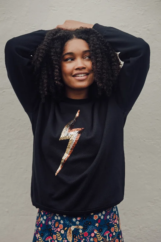 Sylvie Sweatshirt - Black, Sequin Lightning