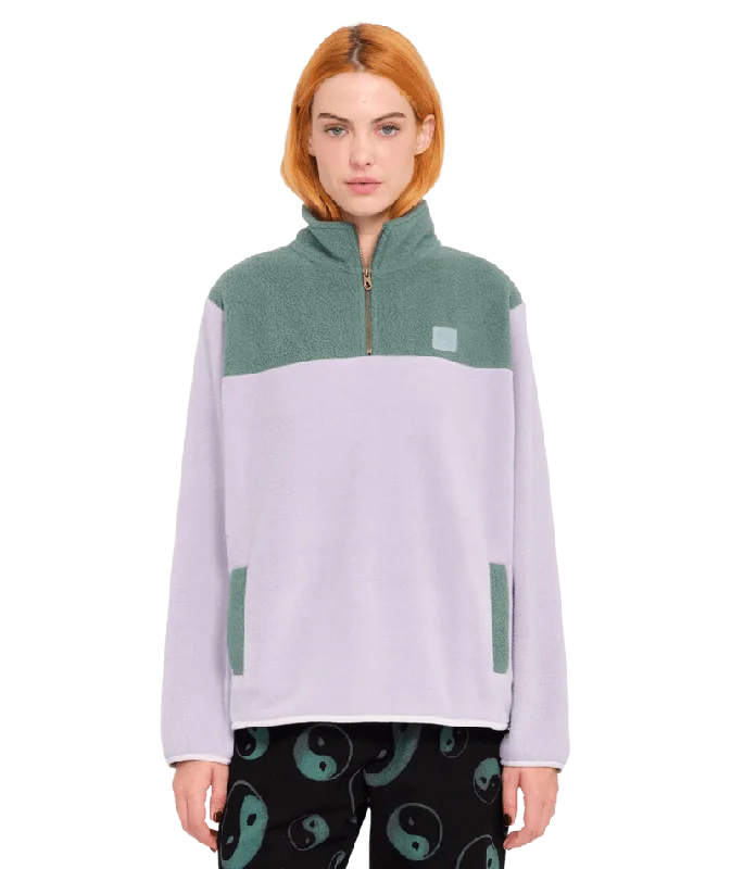 Pheelin It Mock Neck 1/4 Zip Sweatshirt in Lavender