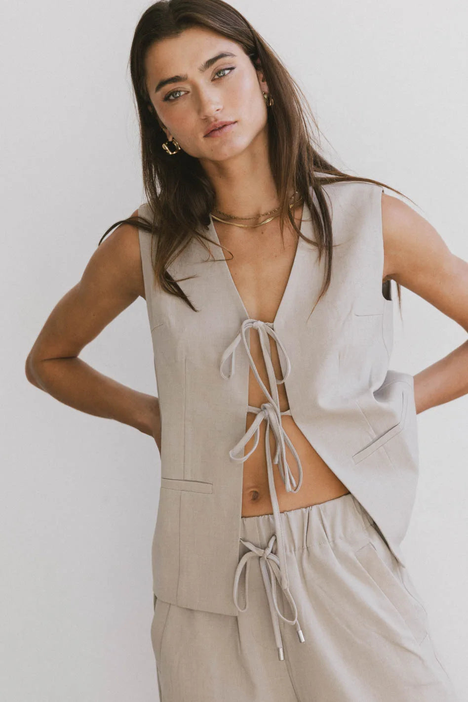 Eslyn Oversized Vest in Taupe