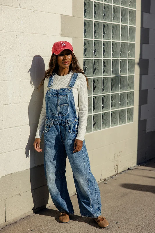 Free People Good Luck Barrel Overalls